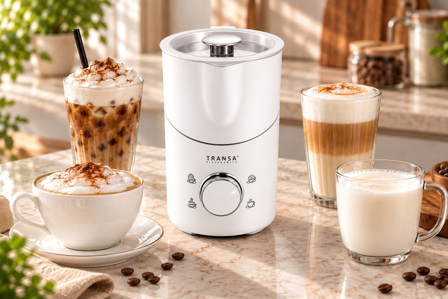 Elektryczny spieniacz do mleka MilkyJug White 550W z odłączanym dzbankiem